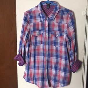 Blue and red plaid shirt